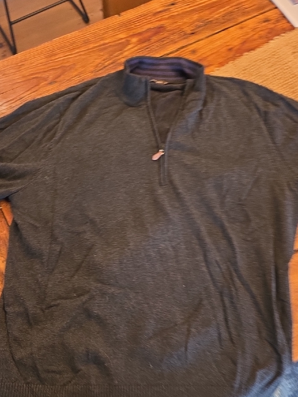 J. McLaughlin Men's Charcoal Quarter Zip Polo Sweater